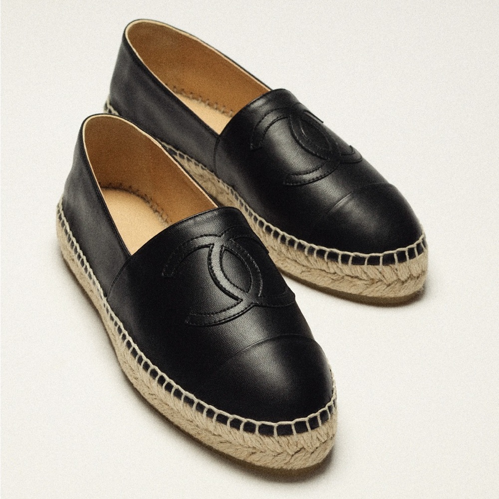 Chanel Lambskin Espadrilles - Black Size 39